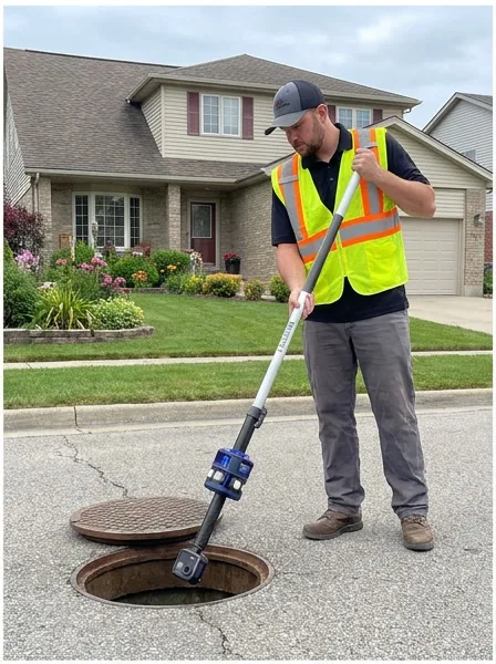RS-360 inspection camera in a residential neighborhood